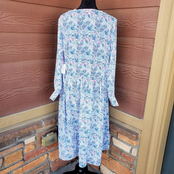 NWT Simply Southern Blue and Pink Multicolor Semisheer Buttontop Coverup Dress - Picture 3 of 16